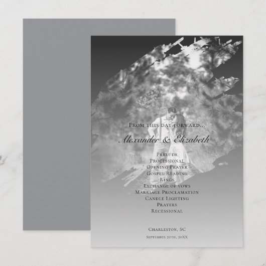 Modern Brushstroke Photo Wedding | Soft Black (Voorkant / Achterkant)