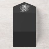 Modern Brushstroke Photo Wedding | Soft Black All In One Uitnodiging (Buitenkant)