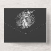 Modern Brushstroke Photo Wedding | Soft Black All In One Uitnodiging (Achterkant)