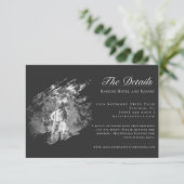 Modern Brushstroke Photo Wedding | Soft Black Informatiekaartje (Staand voorkant)