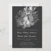 Modern Brushstroke Photo Wedding | Soft Black Kaart (Voorkant)