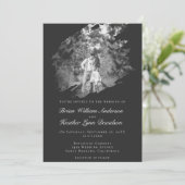 Modern Brushstroke Photo Wedding | Soft Black Kaart (Staand voorkant)