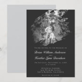 Modern Brushstroke Photo Wedding | Soft Black Kaart (Voorkant / Achterkant)