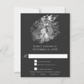 Modern Brushstroke Photo Wedding | Soft Black RSVP Kaartje (Voorkant)