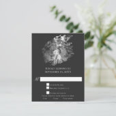 Modern Brushstroke Photo Wedding | Soft Black RSVP Kaartje (Staand voorkant)