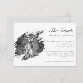 Modern Brushstroke Photo Wedding | White Informatiekaartje (Voorkant / Achterkant)