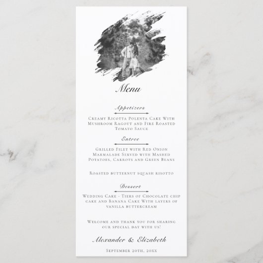 Modern Brushstroke Photo Wedding | White Menu (Voorkant)