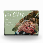 Modern Brushstroke Sage Green We Love You Mom Fotoblokken (Voorkant)