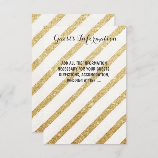 Modern brushstrokes Gold bruiloft invoegen gastinf Informatiekaartje (Voorkant / Achterkant)