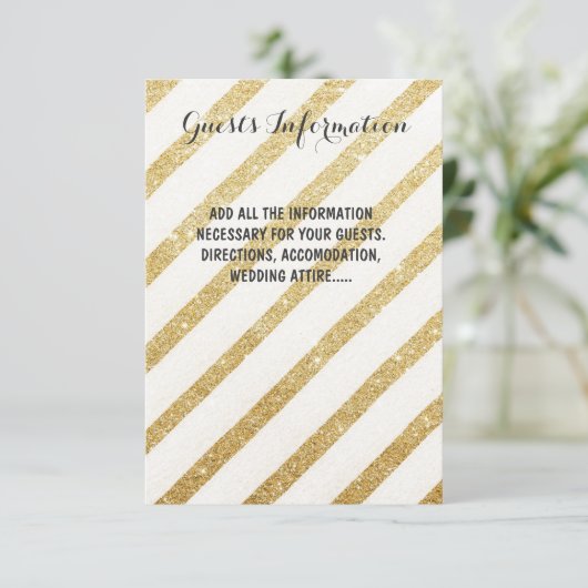Modern brushstrokes Gold bruiloft invoegen gastinf Informatiekaartje (Staand voorkant)