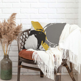 Modern Brushstrokes - Gold, Gray & Black Kussen