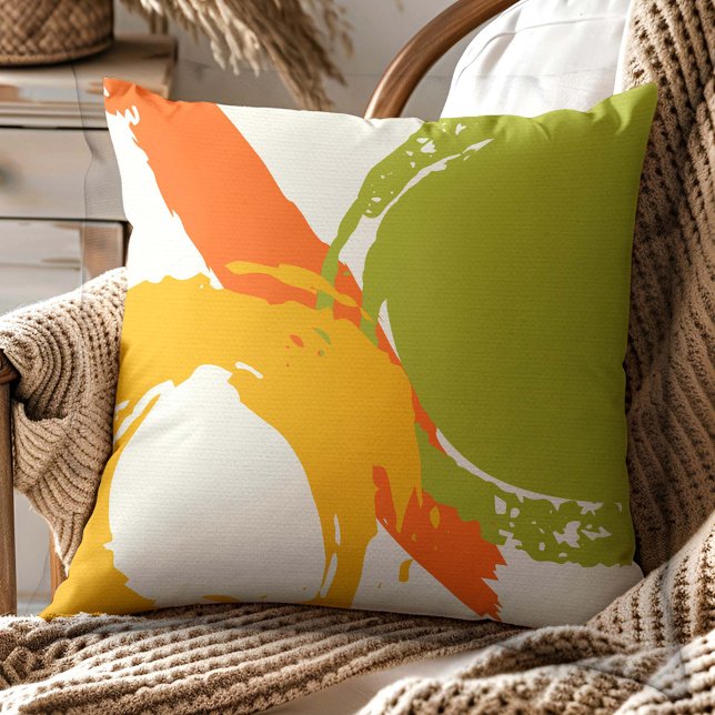 Modern Brushstrokes - Orange, Green & Yellow Kussen (Creator heeft geüpload)