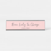 Modern bss Blush roze grijs script aangepast Bureau Naambordje (Voorkant)
