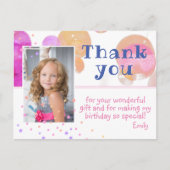 Modern Bubbles Girly Foto Birthday Dank je Briefkaart (Voorkant)