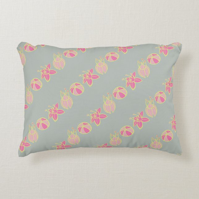 Modern Bud & Flower Bold Patroon Accent Kussen (Voorkant)