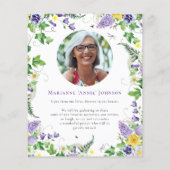 Modern Budget Bloemen Viering van het Leven Begraf Flyer (Achterkant)