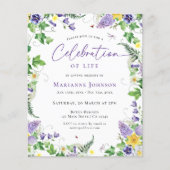 Modern Budget Bloemen Viering van het Leven Begraf Flyer (Voorkant)