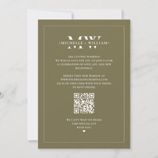 Modern Budget Bruiloft Monogram Taupe Foto Lijst Save The Date (Achterkant)