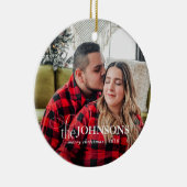 Modern Budget Plaid 1 Fotoscript Kerstmis Keramisch Ornament (Rechts)