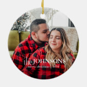 Modern Budget Plaid 1 Fotoscript Kerstmis Keramisch Ornament (Achterkant)