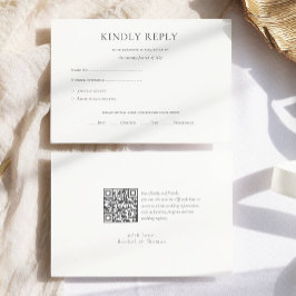 Modern Budget Zwart Wit Monogram Formele bruiloft RSVP Kaartje