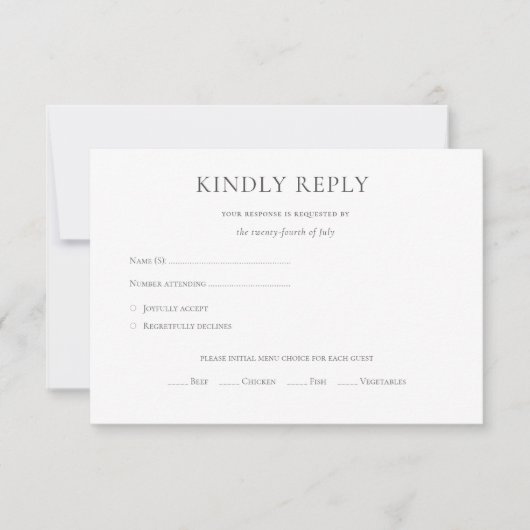 Modern Budget Zwart Wit Monogram Formele bruiloft RSVP Kaartje (Voorkant)