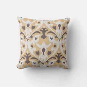 Modern buff beige brown ikat tribal patroon kussen