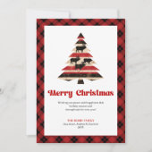 Modern Buffalo Check Tree Christmas Greeting Feestdagenkaart (Voorkant)