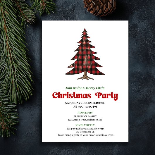 Modern Buffalo Christmas Party Digital Invitation Kaart