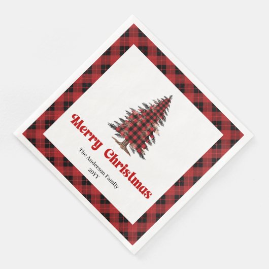 Modern Buffalo Christmas Tree Napkin Customizable Servet (Hoek)