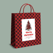 Modern buffalo gift bag custom name Christmas tree Medium Cadeauzakje
