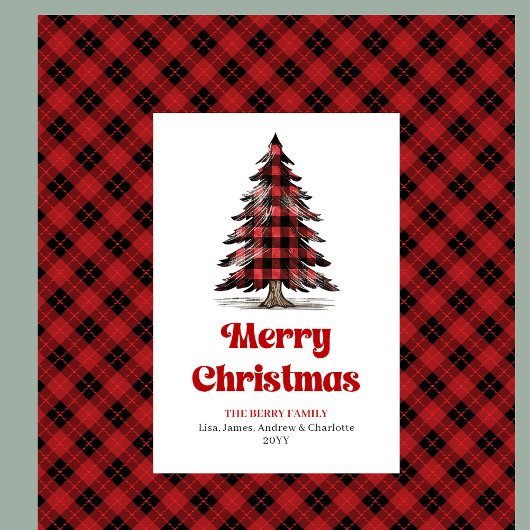 Modern buffalo gift bag custom name Christmas tree Medium Cadeauzakje