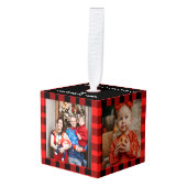 Modern Buffalo Plaid 4 Family photo Christmas Decoratie (Voorkant hoekig)