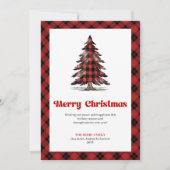Modern Buffalo Plaid Christmas Tree Greeting Card Feestdagenkaart (Voorkant)