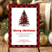 Modern Buffalo Plaid Christmas Tree Greeting Card Feestdagenkaart