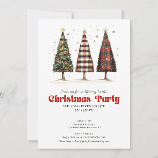 Modern buffalo plaid Christmas tree printable  Kaart (Voorkant)