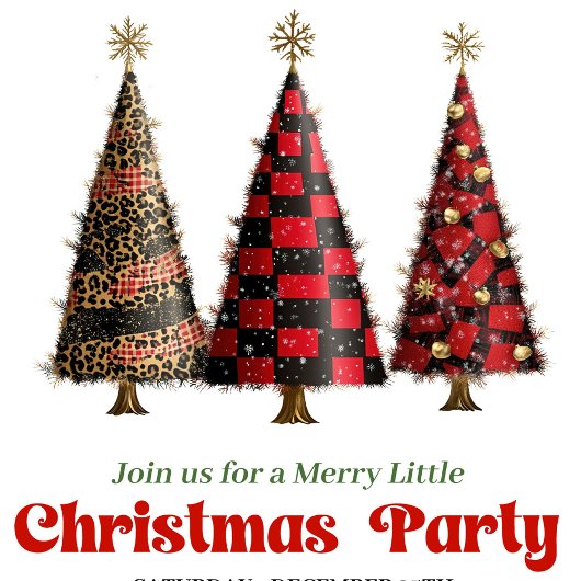 Modern buffalo plaid Christmas tree printable  Kaart