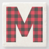 Modern Buffalo Plaid M-monogram Stenen Onderzetter (Voorkant)
