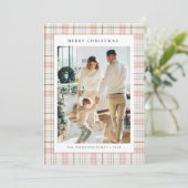 Modern Buffalo Plaid Photo collage Christmas Feestdagenkaart (Staand voorkant)