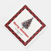 Modern Buffalo Plaid Tree Christmas Napkin Servet (Hoek)