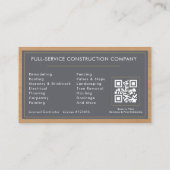 Modern Building Construction Wood QR Code Visitekaartje (Achterkant)