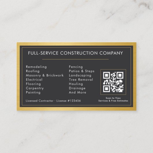 Modern Building Contractor Metal QR Code Visitekaartje (Achterkant)