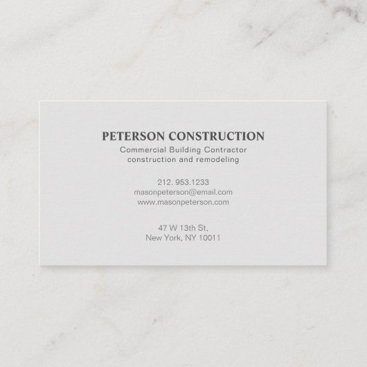 Modern Building Tower Crane Gray Visitekaartje (Achterkant)