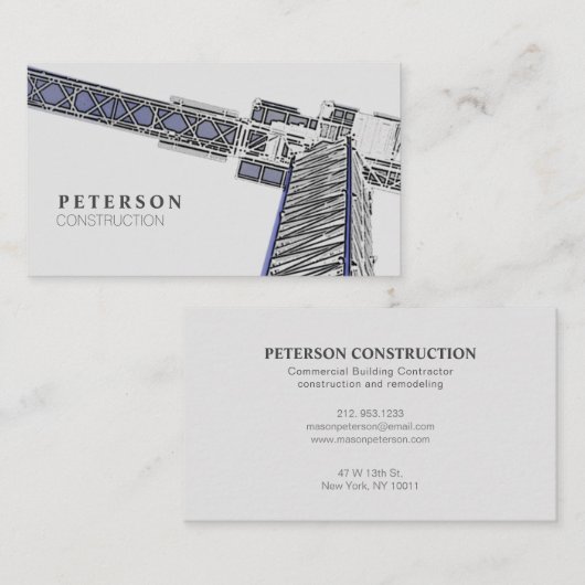 Modern Building Tower Crane Gray Visitekaartje (Voorkant / Achterkant)