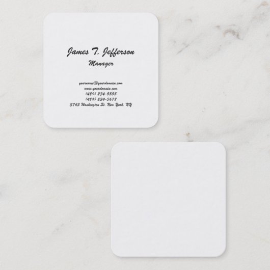 Modern buitengewoon minimalistisch script handschr vierkante visitekaartje (Voorkant / Achterkant)