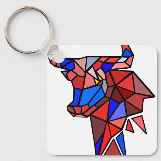 Modern Bull Icon Keychain – Clean Zodiac‑Style (Voorkant)