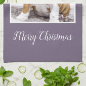 Modern Bulldog Dog Merry Kerstfeestay Foto K Theedoek (Gevouwen)