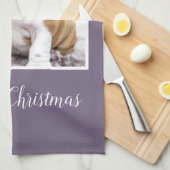 Modern Bulldog Dog Merry Kerstfeestay Foto K Theedoek (Quarter Fold)