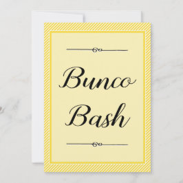 Modern Bunco Invite - Stijlvolle gele streep Kaart