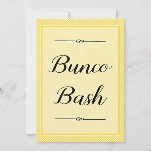 Modern Bunco Invite - Stijlvolle gele streep Kaart (Voorkant)